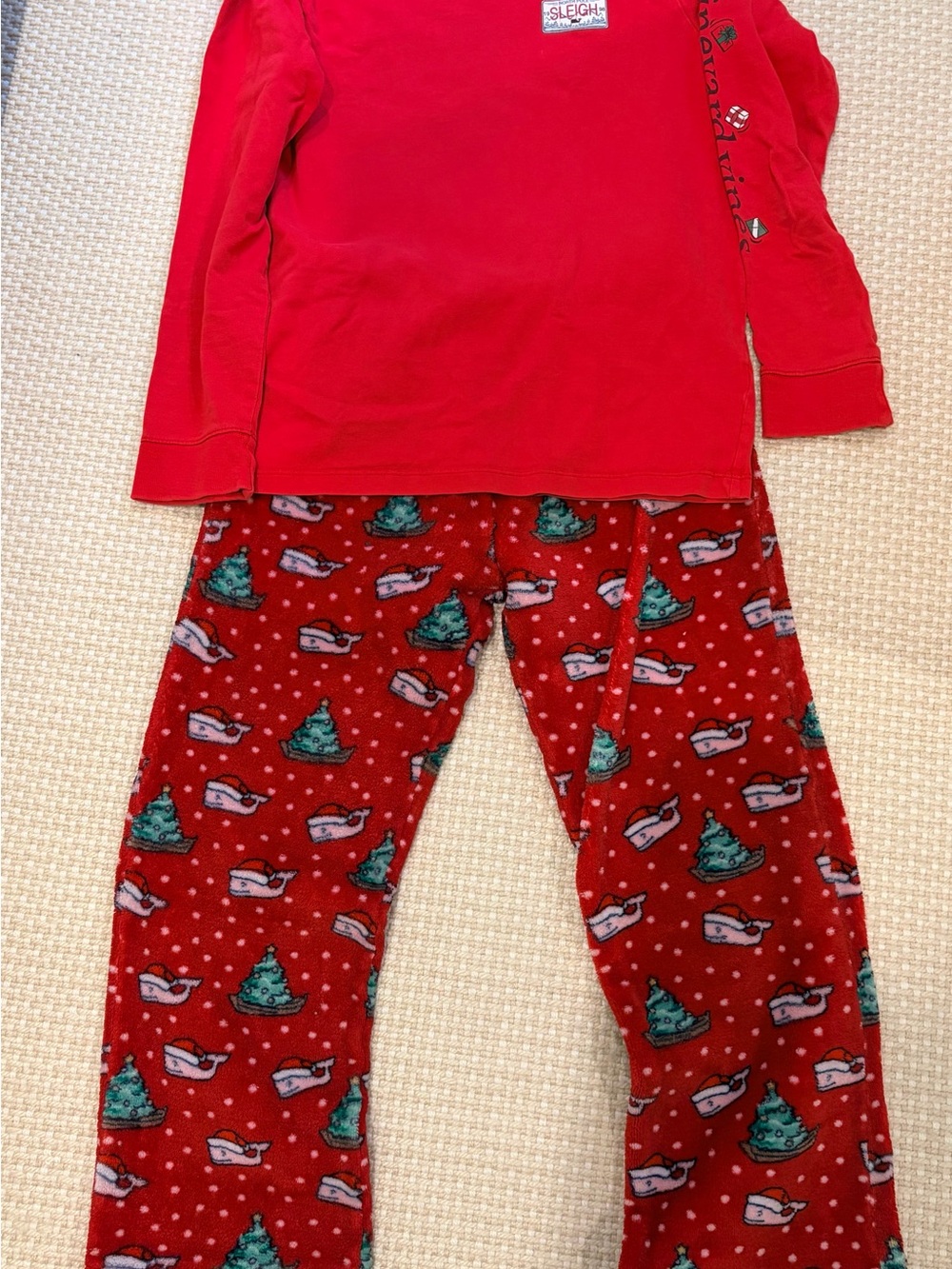 Vineyard Vines Kids Christmas Pajama Set with Tree & Sled Print
